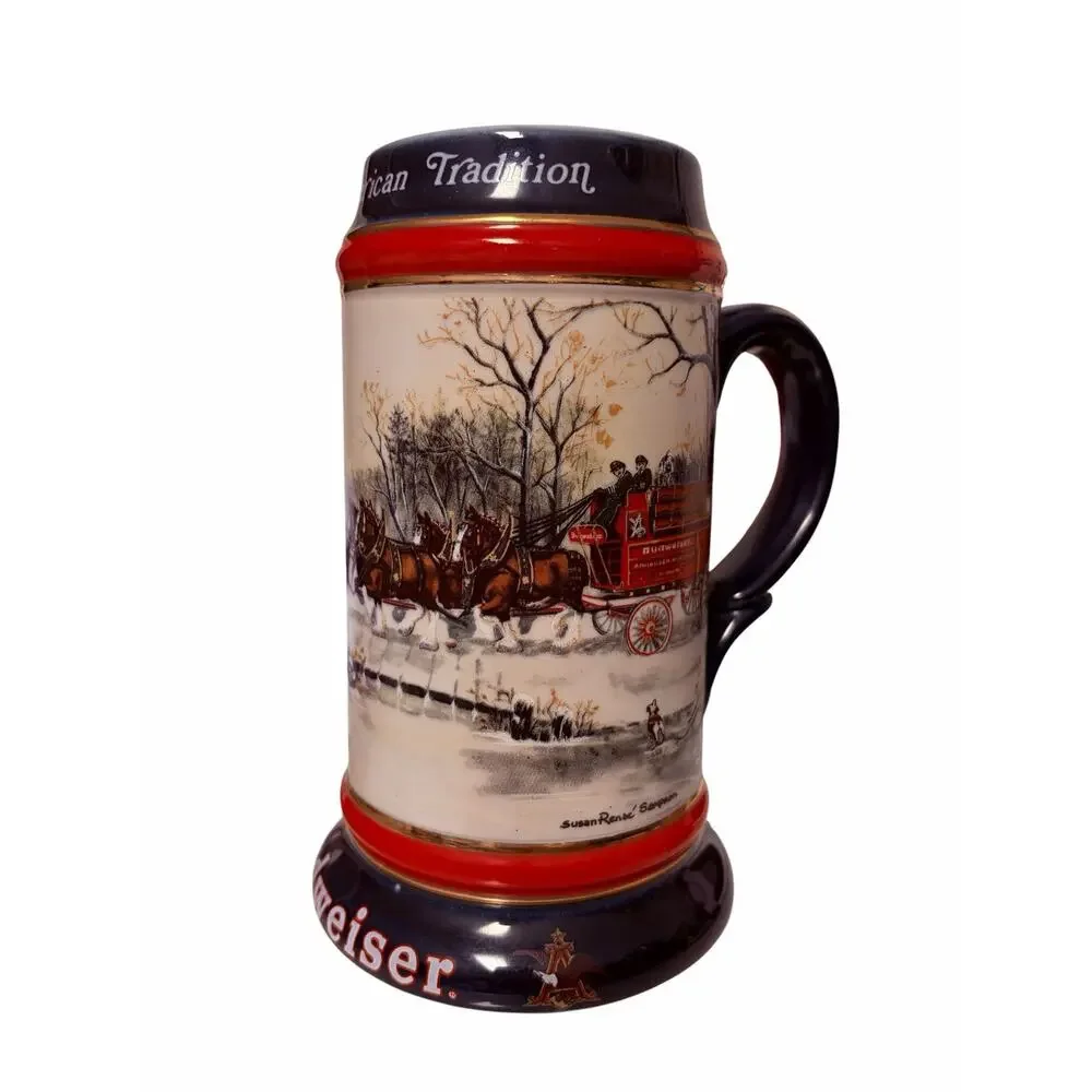 Budweiser 1990 Collector Series Stein Clydesdales Susan Sampson Beer Mug